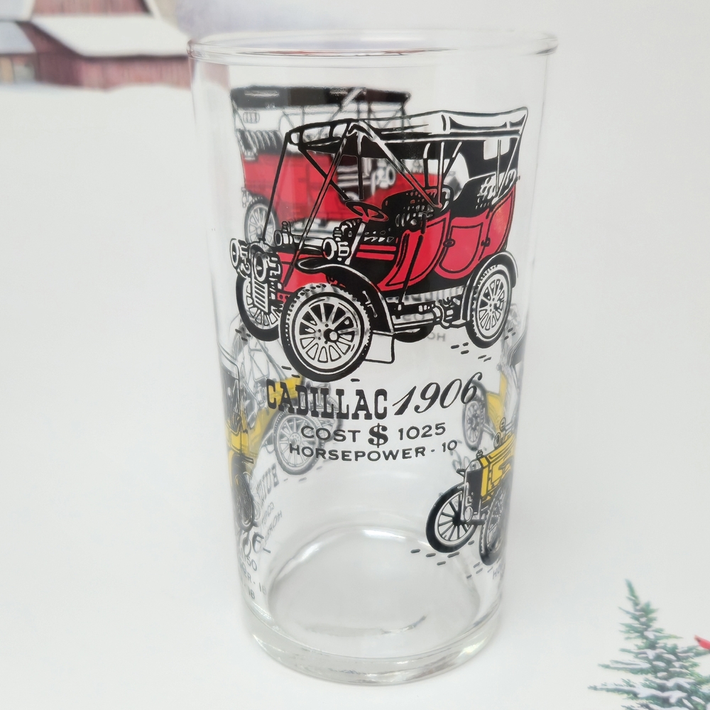 Vintage Classic Car Glass 1906–1910 Studebaker Ford Buick Cadillac Barware 10oz